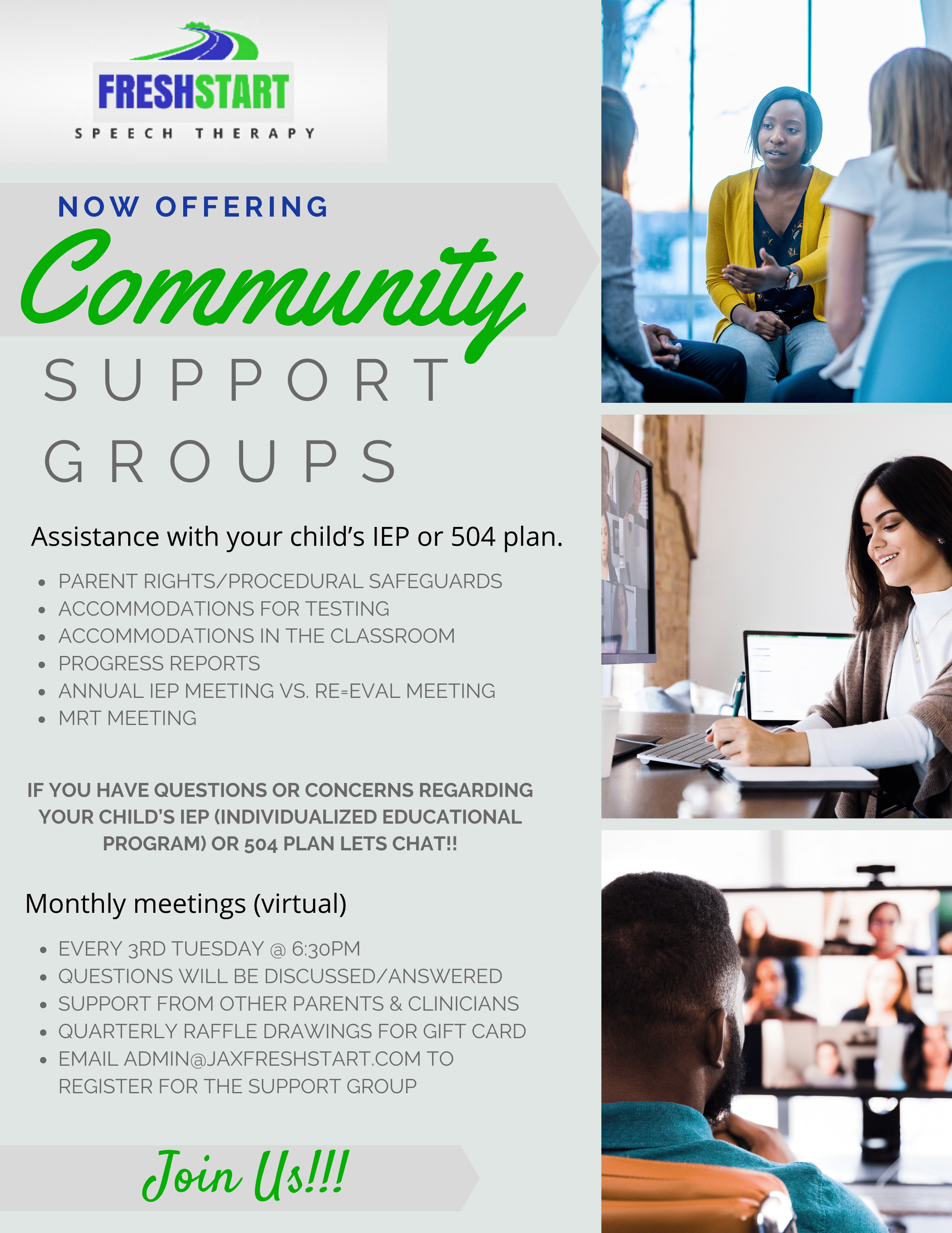 JAX Fresh Start Speech Therapy Jacksonville - Join our community support group